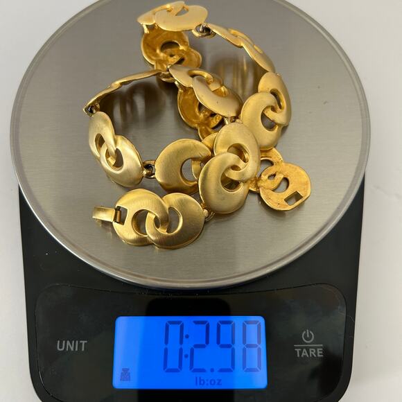 MAXINE DENKER Rare Vintage 80's Modernist Choker Maximalist Matte Goldtone Artsy - Picture 14 of 14